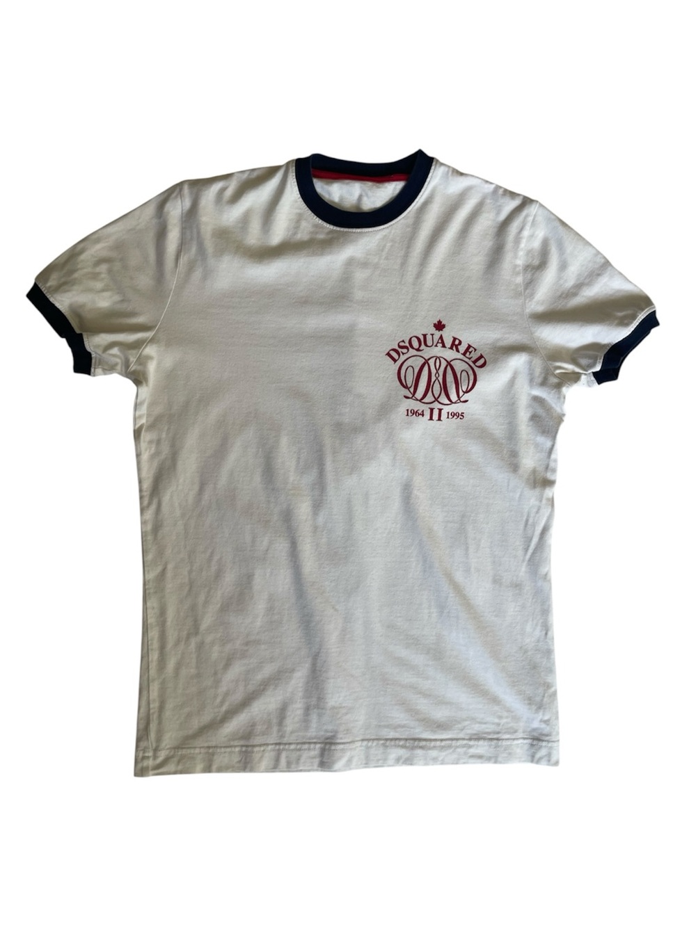 Dsquared2 White Ringer Tee with Navy Trim